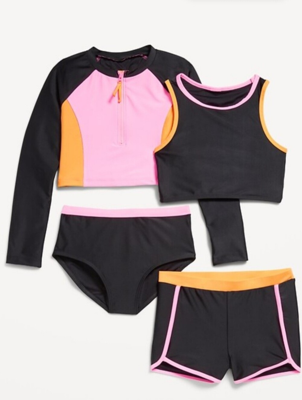 Old Navy 4 Piece Matching Tankini Girls Swim Set Size L (10-12)